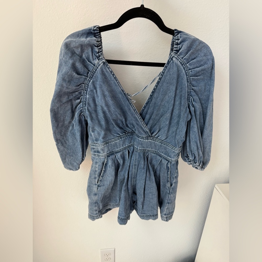 Free People Greta Denim romper